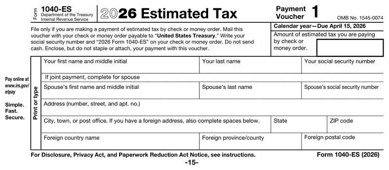 Form 1040-ES preview