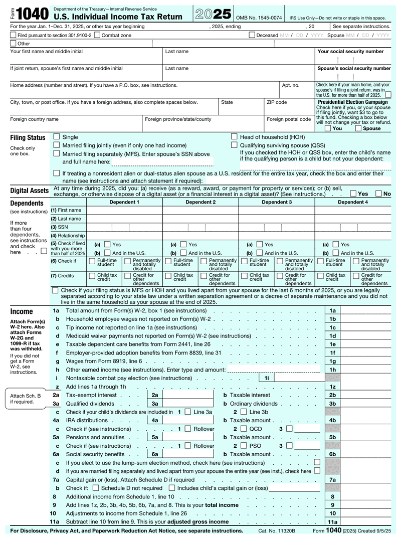 Form 1040 preview