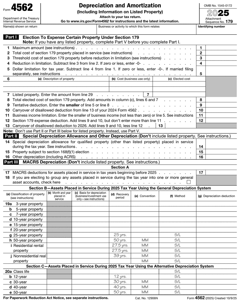 Form 4562 preview