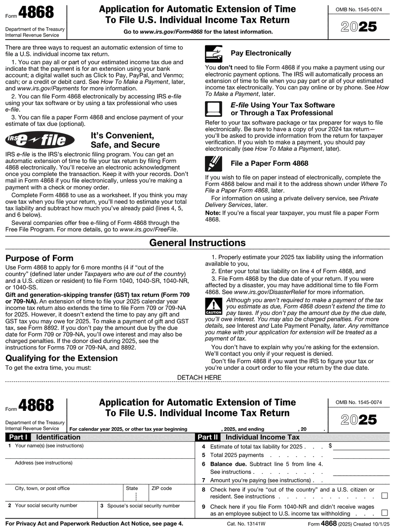Form 4868 preview
