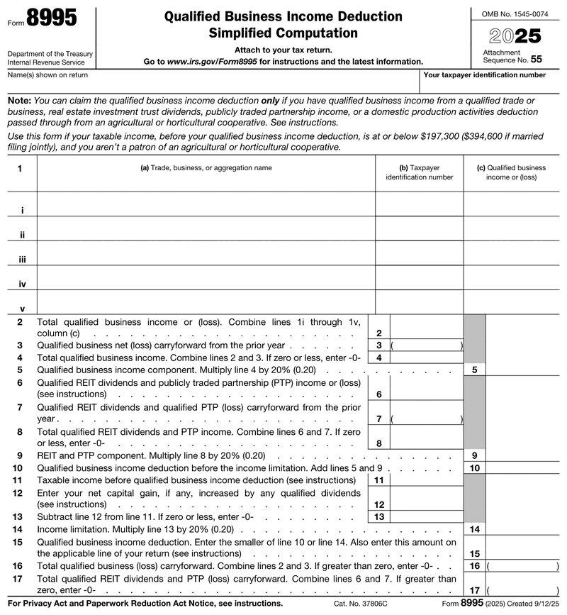 Form 8995 preview