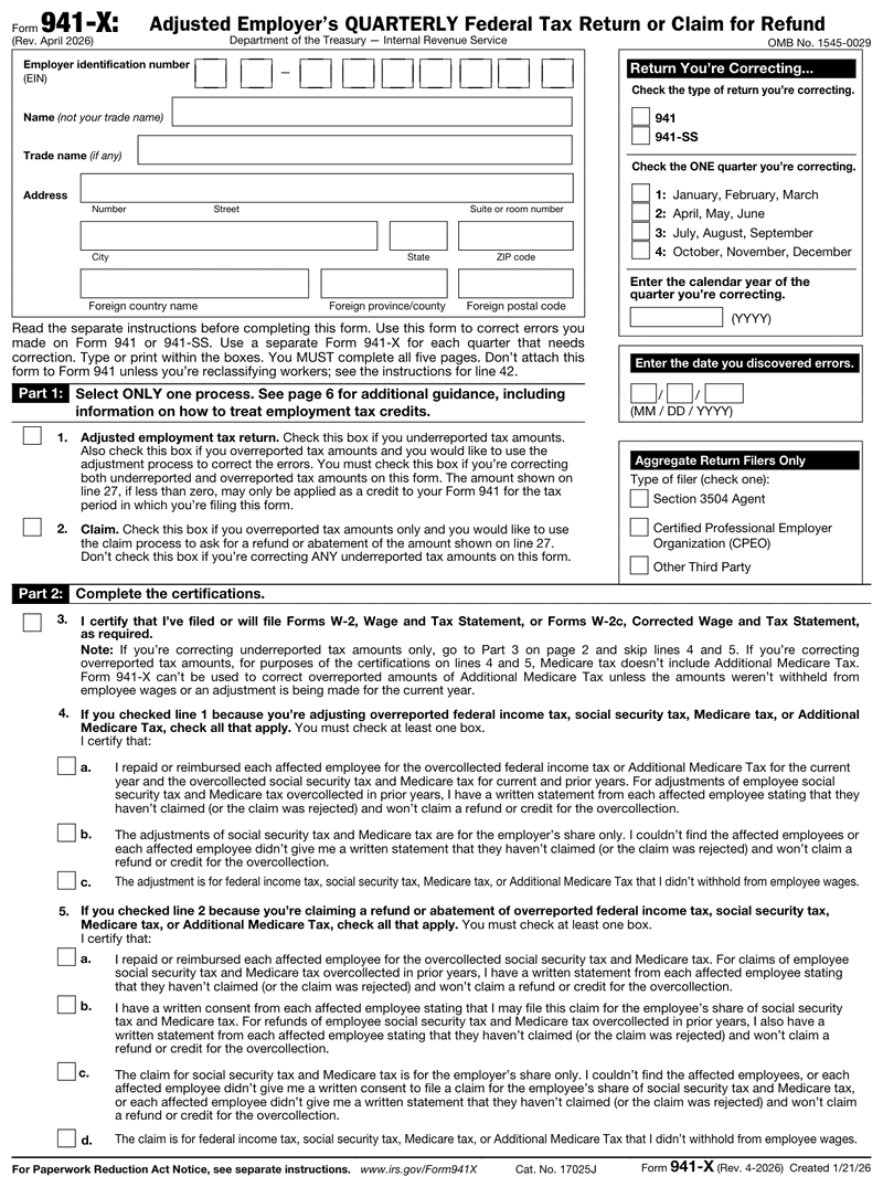 Form 941-X preview