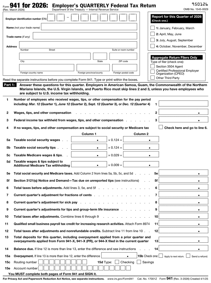 Form 941 preview