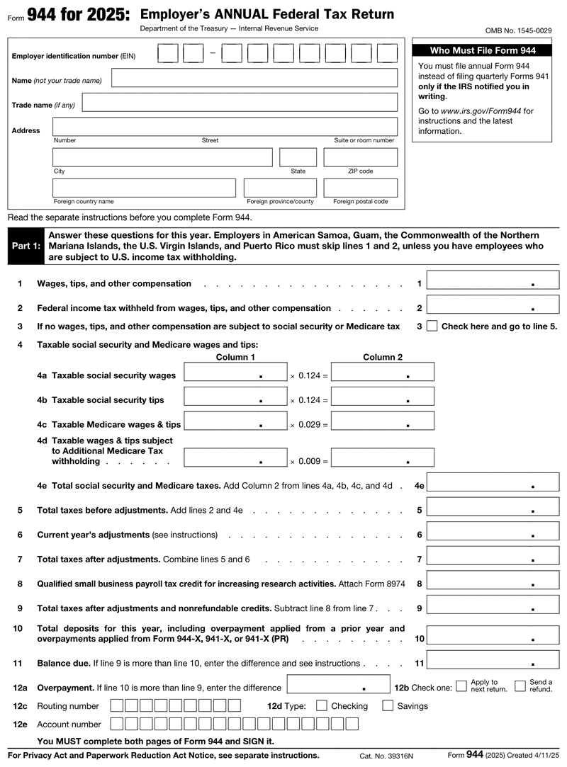 Form 944 preview