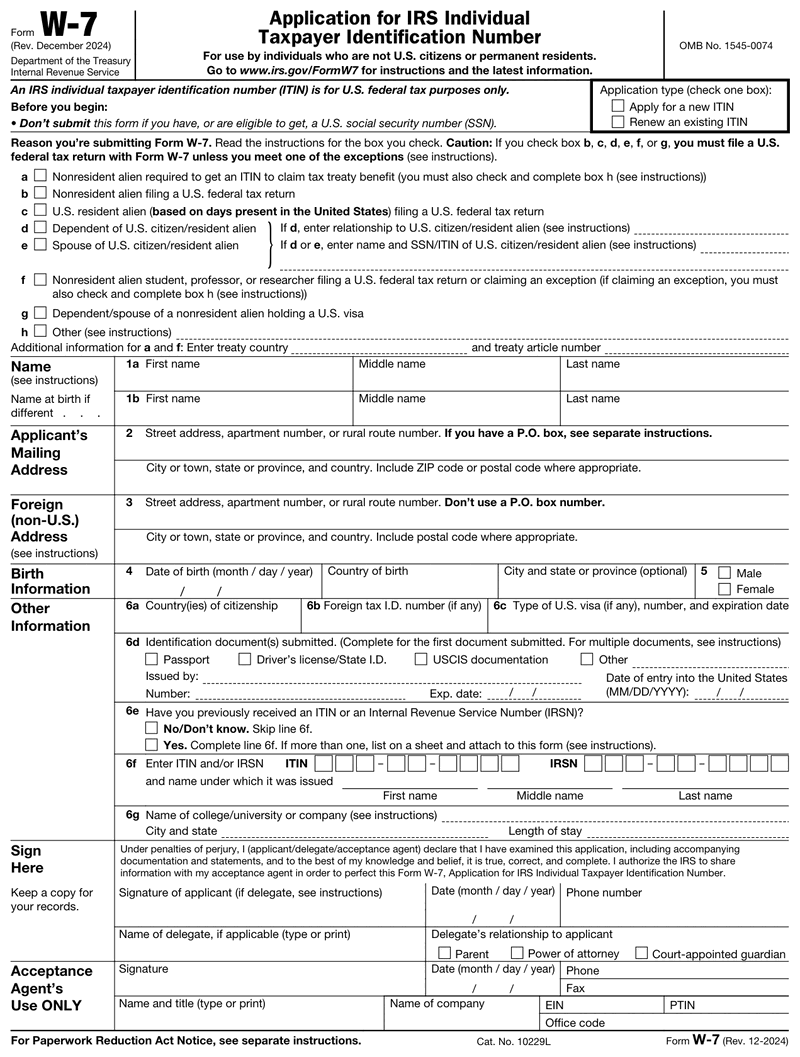 Form W-7 preview