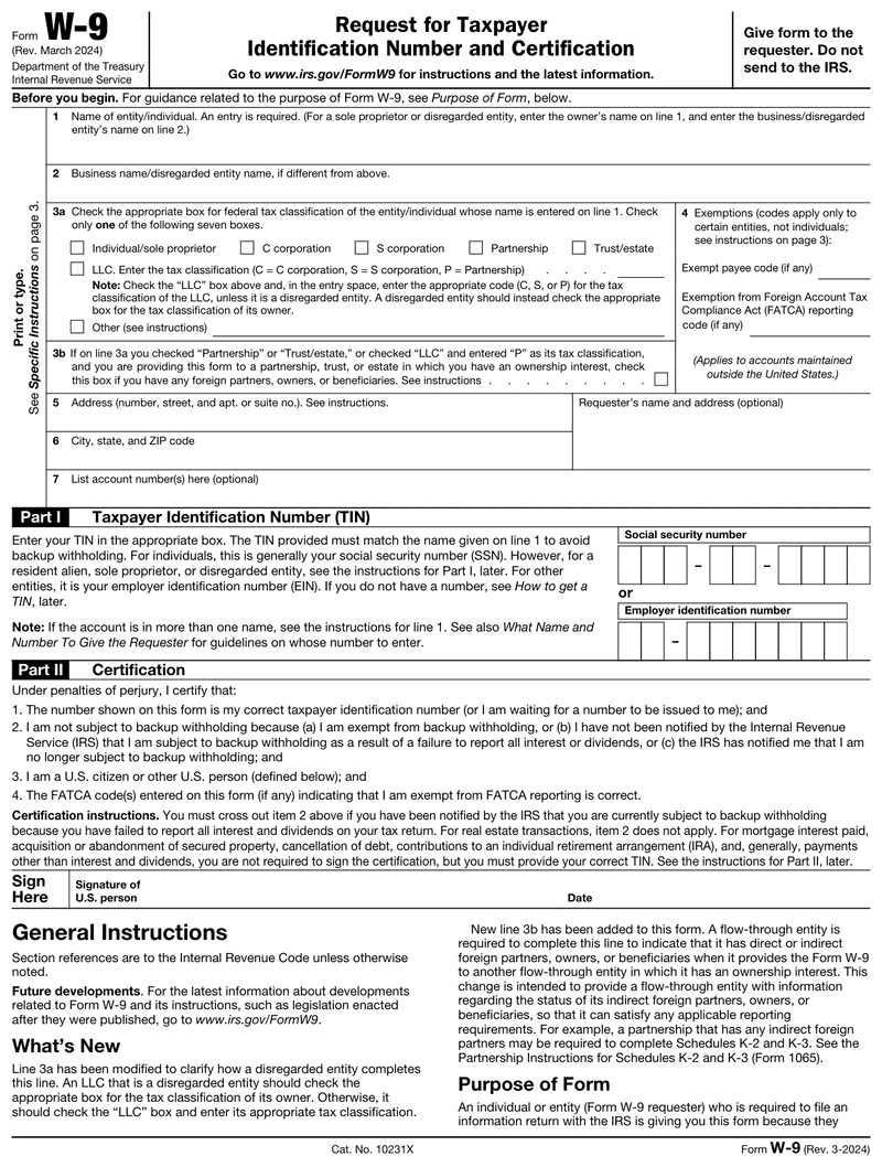 Form W-9 preview