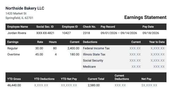 Horizontal Black pay stub template