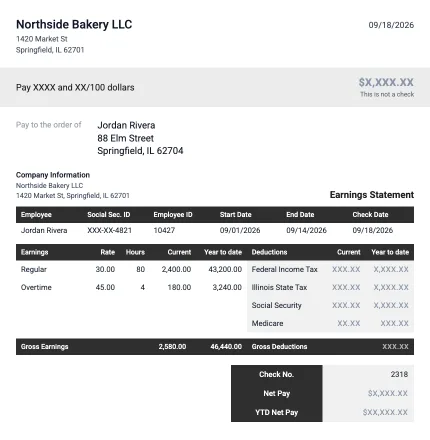 Vertical Black pay stub template